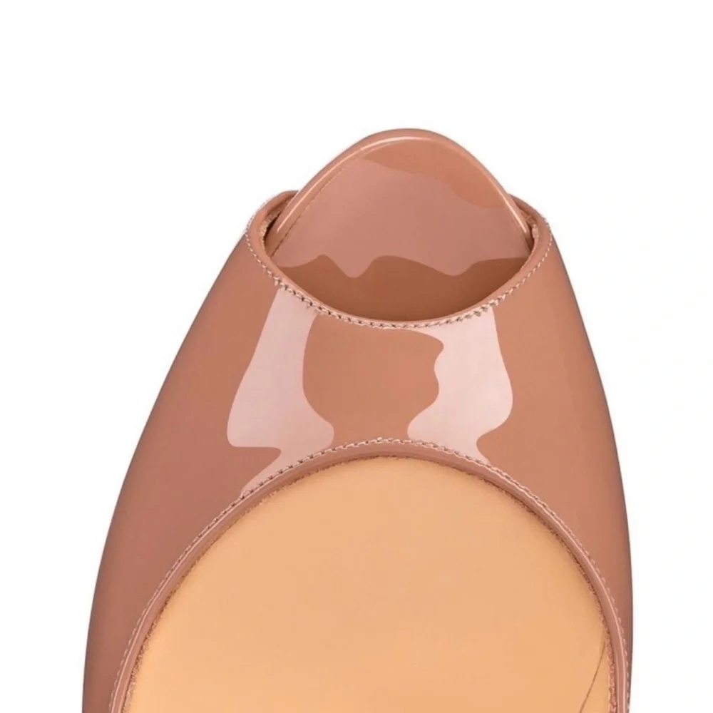 Christian Louboutin Blush Patent Peep Toe Heels Red Bottom Size 41.5 - Picture 5 of 9